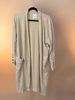 New York Laundry Ribbed Open Cardigan - Beige & Black